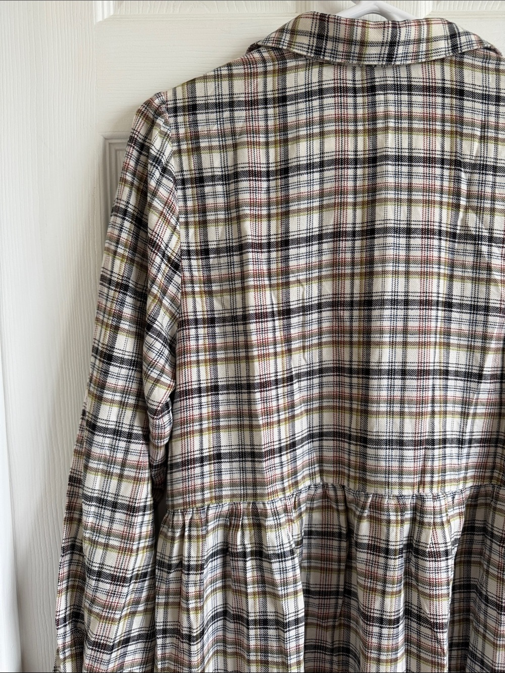 NWT LOFT Plaid Button-Front Midi Dress in Cream, Brown, Olive - Picture 11 of 11